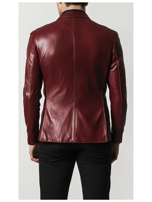 Mateo Men's Maroon Leather Blazer