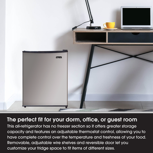 Magic Chef MCAR240SE2 2.4 Cubic Foot Mini Dorm Fridge Freezer, Stainless Steel