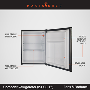 Magic Chef MCAR240SE2 2.4 Cubic Foot Mini Dorm Fridge Freezer, Stainless Steel