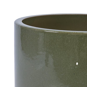 3 Pieces Ceramic Flowerpot Set with Graduated Sizes - Antique Light Green