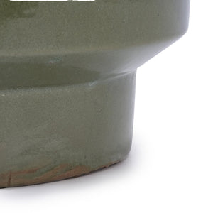 3 Pieces Ceramic Flowerpot Set with Graduated Sizes - Antique Light Green