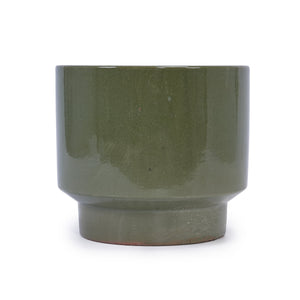 3 Pieces Ceramic Flowerpot Set with Graduated Sizes - Antique Light Green