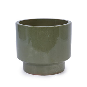 3 Pieces Ceramic Flowerpot Set with Graduated Sizes - Antique Light Green
