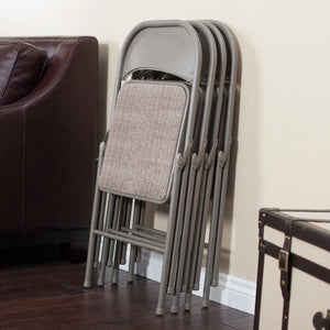 MECO Sudden Comfort Deluxe Fabric Padded Folding Chair Set, Chicory Lace(4 Pack)