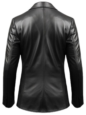 Men 2 Button Leather Coat