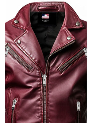 Men’s Angel Maroon Designer Leather Jacket