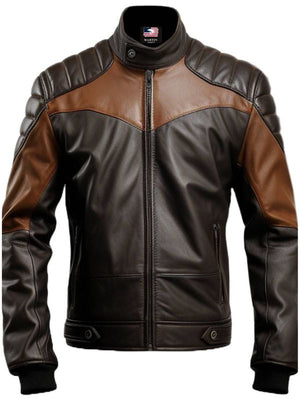 Men’s Black and Brown Biker Stylish Leather Jacket
