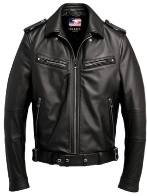 Men’s Black Leather Jacket - Biker Black Jacket