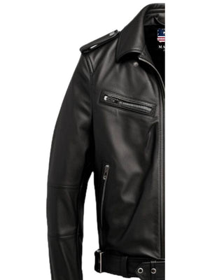Men’s Black Leather Jacket - Biker Black Jacket