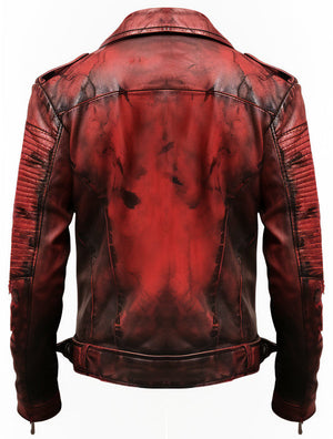 Men’s Bloody Red Leather Jacket – Perfect for Halloween