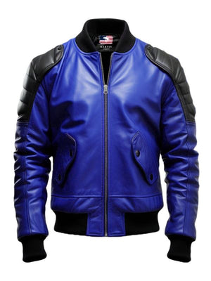Blue Leather Jacket – Men Blue Faux Leather Jacket