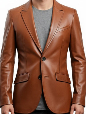 Men's Brown Leather Blazer