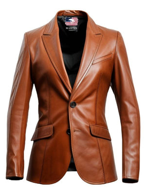 Men's Brown Leather Blazer