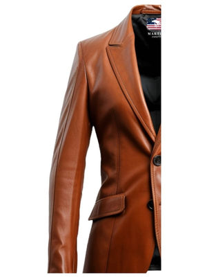 Men's Brown Leather Blazer