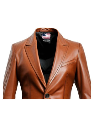 Men's Brown Leather Blazer