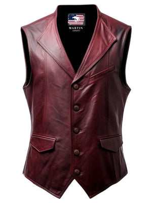 Men's Burgundy Leather Vest