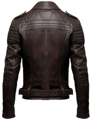 Men’s Dark Brown Biker Leather Jacket - Men’s Brown Leather Jacket