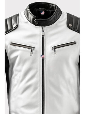 Men’s Harlay Sportage Black &amp; White Faux Leather Jacket