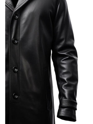 Men Leather Coat - Black Leather Coat