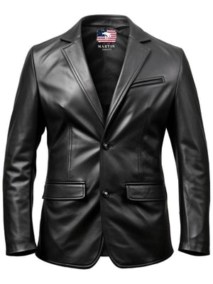 Men Leather Coat – Button Style