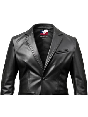 Men Leather Coat – Button Style