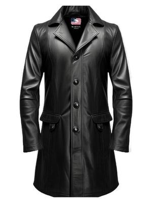 Men's Black Real Leather Coat with Inner Pocket