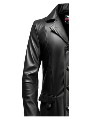 Men's Black Real Leather Coat with Inner Pocket
