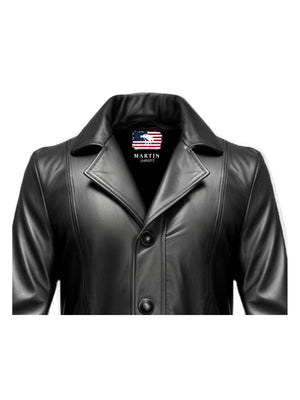 Men's Black Real Leather Coat with Inner Pocket