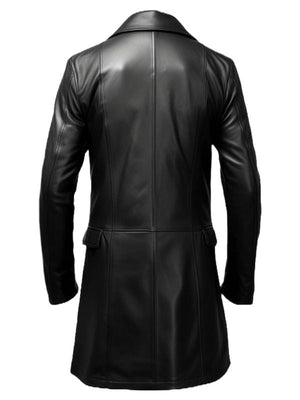 Men's Black Real Leather Coat with Inner Pocket