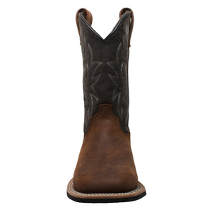 Men's 12" Western Square Toe Black/Brown - 9859 - TRAPSKI