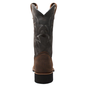 Men's 12" Western Square Toe Black/Brown - 9859 - TRAPSKI