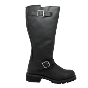 Men's 16" Black Engineer Zipper Biker Boot - 1443Zipper - TRAPSKI