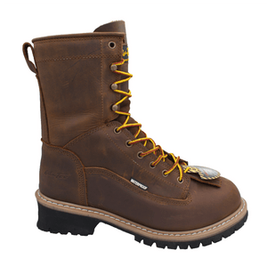 Men's 8" Safety Toe Waterproof Brown Logger - 1020 - TRAPSKI