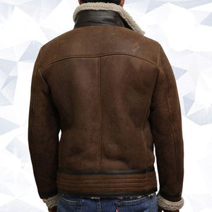 Men’s Brown Genuine Shearling Sheepskin Leather Jacket Vintage