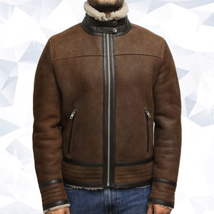 Men’s Brown Genuine Shearling Sheepskin Leather Jacket Vintage