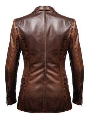Men Stylish Distressed Brown Leather Blazer