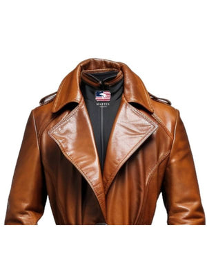 Men Vintage Brown Long Leather Coat – Detective Style