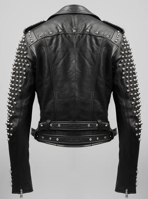 Men’s Black Leather Jacket – Black Biker Studded Jacket