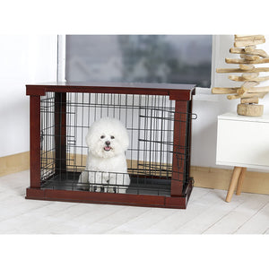 Merry Products Decorative Pet Cage w/ Protection Box End Table, Large, Brown