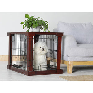 Merry Products Decorative Pet Cage w/ Protection Box End Table, Large, Brown