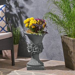 MGO Garden Urn Planter with Weather Resistance - Gray