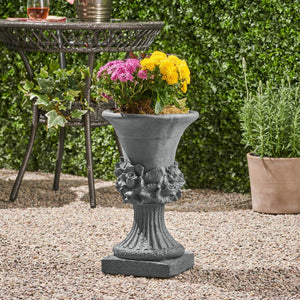 MGO Garden Urn Planter with Weather Resistance - Gray