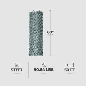 Midwest Air Technologies 60 In x 50 Ft Steel Gauge Chain Link Mesh Roll Fencing
