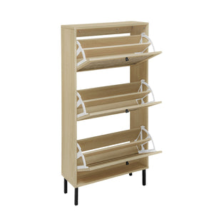 Modern Rattan 3 Door Shoe Rack Cabinet with 3 Doors - Multiple Colors