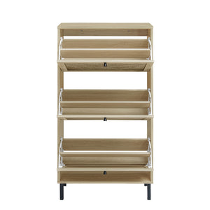 Modern Rattan 3 Door Shoe Rack Cabinet with 3 Doors - Multiple Colors