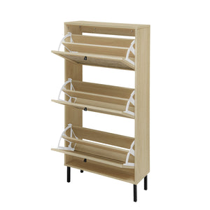 Modern Rattan 3 Door Shoe Rack Cabinet with 3 Doors - Multiple Colors