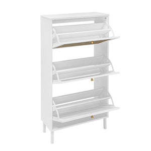 Modern Rattan 3 Door Shoe Rack Cabinet with 3 Doors - Multiple Colors
