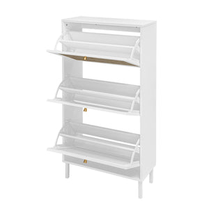 Modern Rattan 3 Door Shoe Rack Cabinet with 3 Doors - Multiple Colors