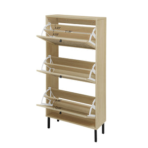 Modern Rattan 3 Door Shoe Rack Cabinet with 3 Doors - Multiple Colors