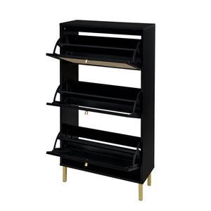 Modern Rattan 3 Door Shoe Rack Cabinet with 3 Doors - Multiple Colors
